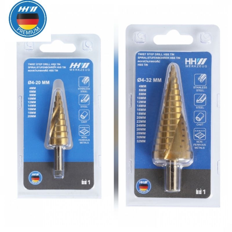 HHW ดอกสว่านทรงเจดีย์ HSS TIN / STEP DRILL BIT HSS TIN COATED