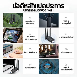 🔥รับประกัน3ปี🔥LIYOUE ตัวรับ wifi แรง(2.4GHz-5.8GHz/6500M) Dual Band USB 3.0 Adapter ตัวรับสัญญาณไวไฟ