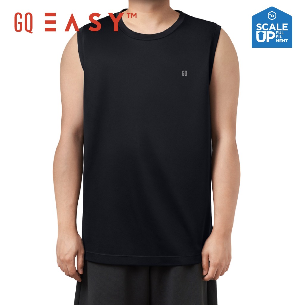 GQ Easy Sport เสื้อกีฬาคอกลม แขนกุด เสื้อยืดคอกลม สีดำ ของแท้ 💯%