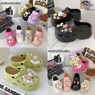 SUNBALEE 🎀 E8899 รองเท้าสีพื้นหัวโต แถมตัวติด สูง 7 ซม. รองเ…