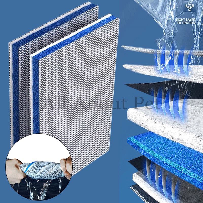 แผ่นโฟมฟองน้ํากรองน้ำ 8D ใยกรอง 8 ชั้น 8D NANO FILTER ฟิลเตอร์ฟองน้ำ