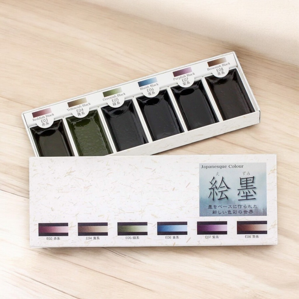 JapanSumiundo watercolor solid ink painting ink 6-color set 15452