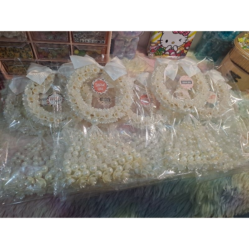 ChoKerU Thai Garland สีขาวล้วน พวงมาลัยลูกปัด พวงมาลัยห้อยหน้ารถไหว้พระ พวงมาลัยไหว้ โชเกรุ