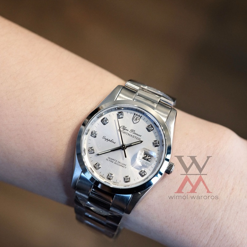 นาฬิกา OP (Olym Pianus) รุ่น 8934M-616 SPORTMASTER Sapphire Quartz (หน้าเงิน-เรือนเงิน)