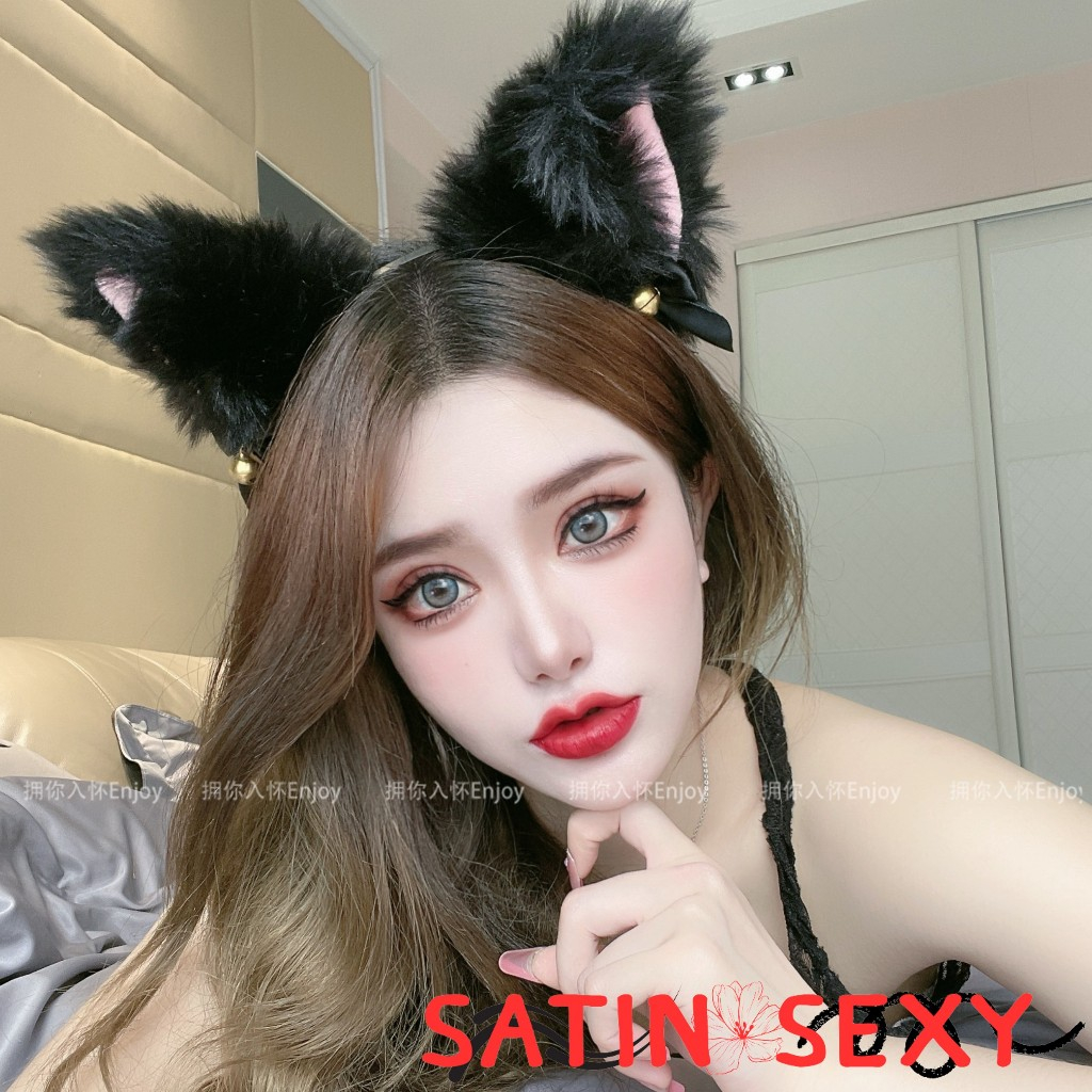 SATIN SEXY ที่คาดผม ที่คาดผมหูแมว ที่คาดผมน่ารัก 🐱 ติดกระดิ่ง ฟูฟ่องน่ารัก S-623