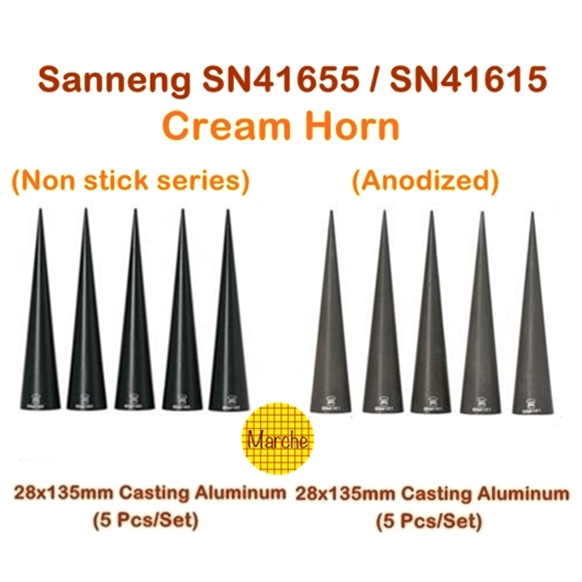 Sanneng SN41615/SN41655 🇹🇼Set5ชิ้น Cream Horn Casting Aluminum แม่พิมพ์กรวย