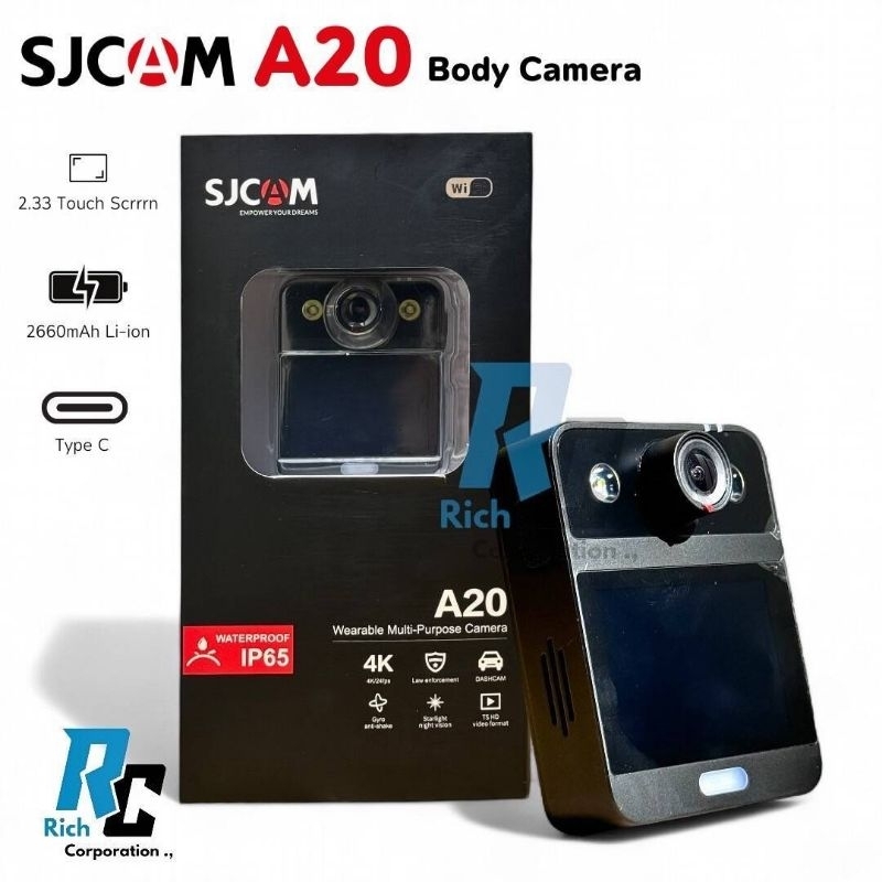 ส่งฟรี! กล้องบอดี้แคม SJCAM รุ่น A20 ความละเอียด 16ล้าน 4K 24FPS หน้าจอ 2.33 นิ้ว มีโหมดกลางคืน SJCA