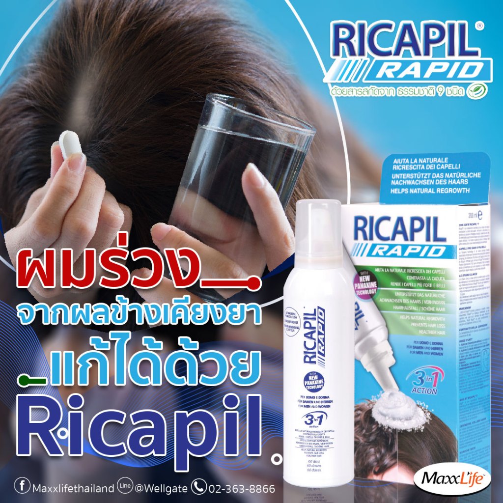 Ricapil Rapid ผลิตภัณฑ์บำรุงเส้นผมและหนังศีรษะ 200 ml ราคาส่ง