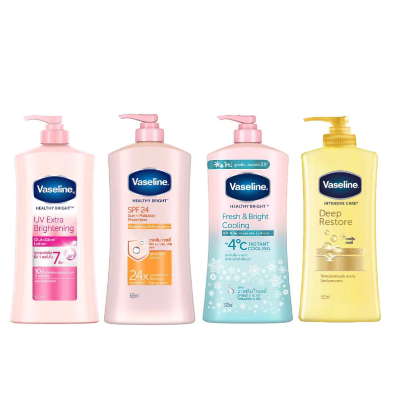 วาสลีนปั๊ม Vaseline ชมพู วาสลีน เอ็กซ์ตร้า ไบรท์เทนนิ่ง 300-500 มล.ดีพ รีสโตร์ Deep restore