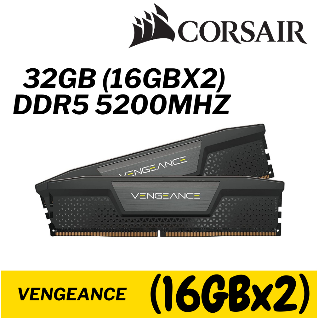 32GB (16GBx2) DDR5 5200MHz RAM (แรมพีซี) CORSAIR VENGEANCE (CMK32GX5M2B5200C40)