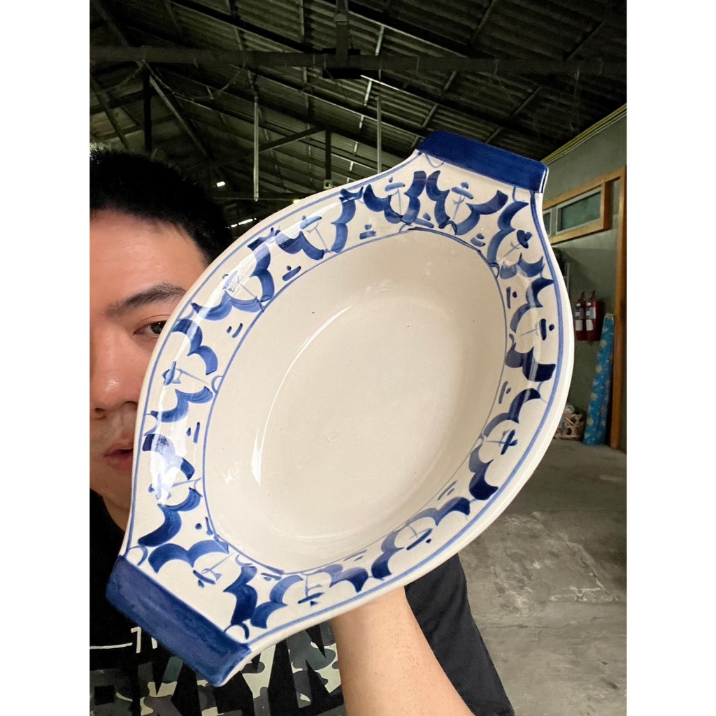 เกรดAชามเรือลายไทยสัปปะรด จัมโบ้ ถ้วยเซรามิกลำปาง(ขนาด11X7.5นิ้ว) ออกใบกำกับภาษีได้