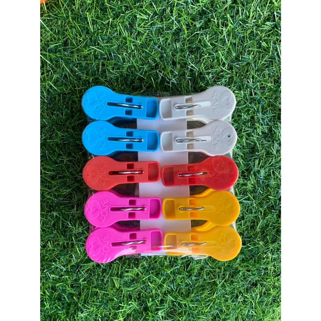 กิ๊บหนีบผ้าพลาสติกใหญ่ สีสันสดใส 2 เเพ็ค จำนวน 20 ชิ้น คละสี พลาสติกเเข็งเเรง ทนทาน