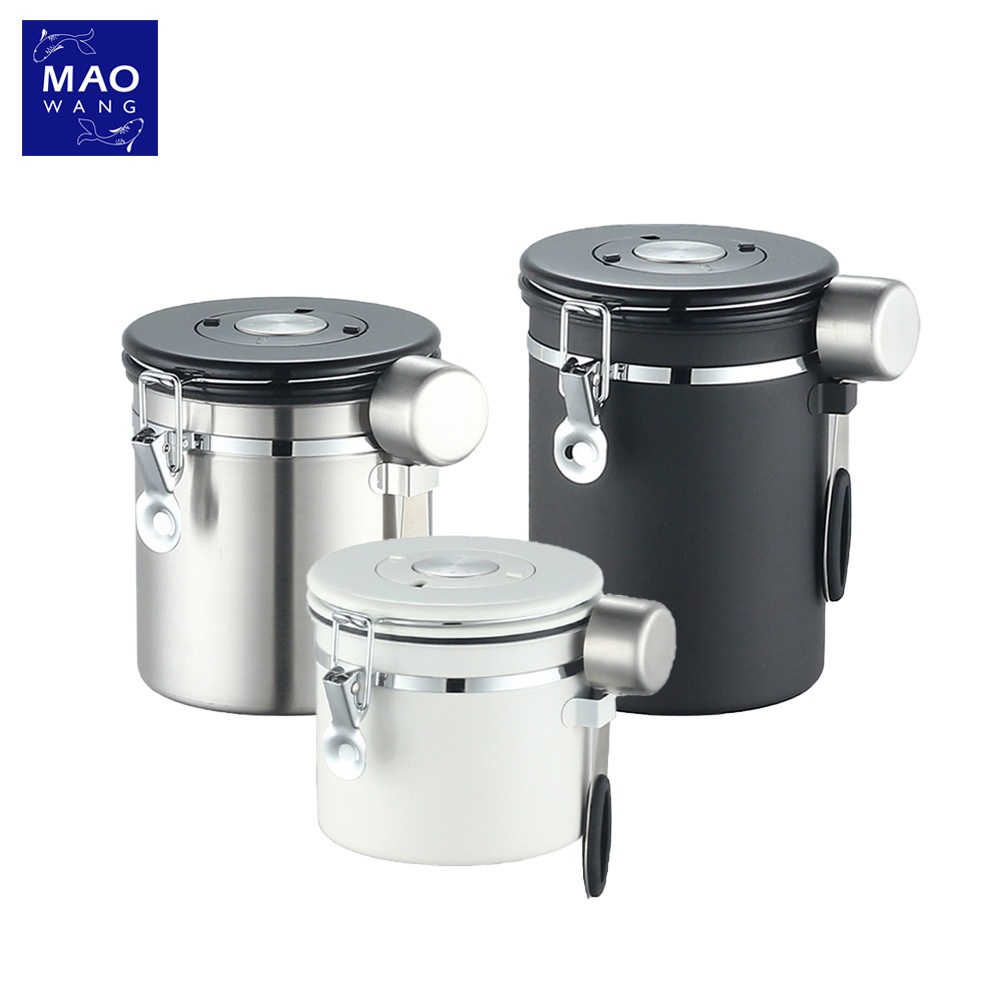 MAO กระป๋องเก็บกาแฟ กันความชื้น โหลสแตนเลส ขนาด 1.2L/1.5L / 1.8L มี3สีให้เลือก
