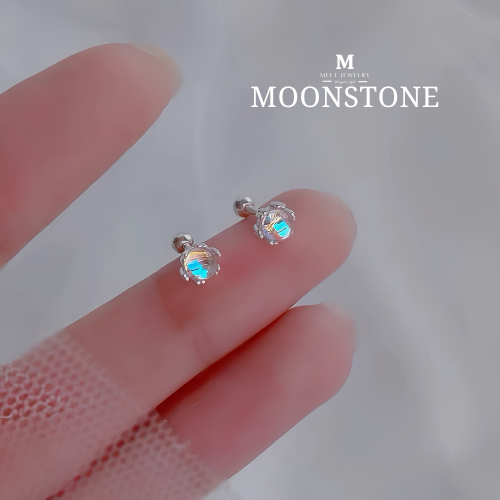 MEET💕ต่างหูแท้ Moonstone ต่างหูแฟชั่น ต่างหูเปลี่ยนสี ตุ้มหูเงินแท้ ต่างหูเพชร ต่างหูสวยๆ earrings