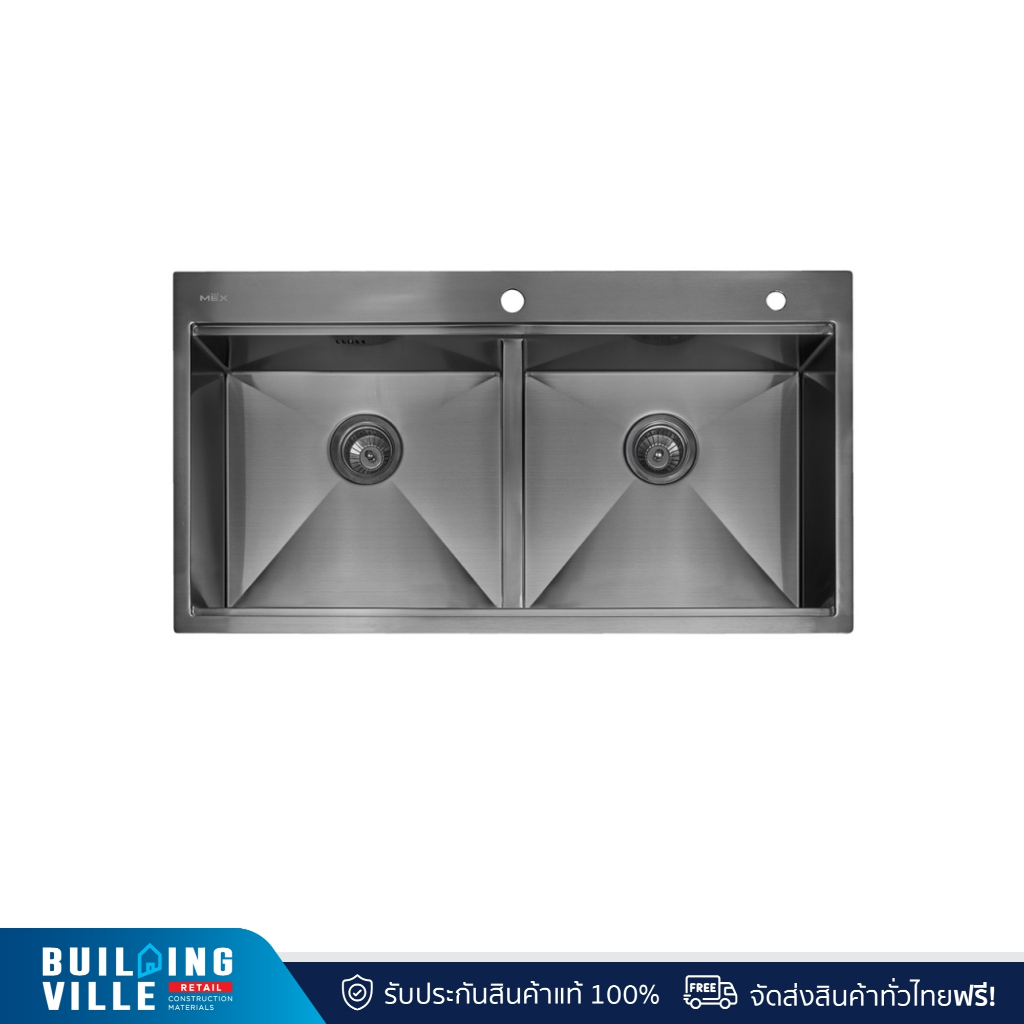 MEX อ่างล้างจาน 2 หลุม สี GM ขนาด 98 ซม. พร้อมอุปกรณ์เสริม รุ่น ST982GM