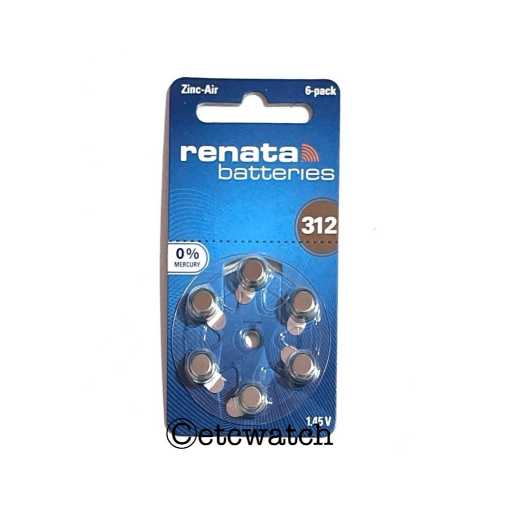 พร้อมส่ง> ถ่านเครื่องช่วงฟัง Renata ZA312 / PR41 / 312 1แผง 6ก้อน