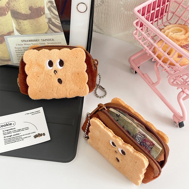 ตุ๊กตา กระเป๋าใส่เหรียญ ขนาดเล็ก ลายการ์ตูนคุกกี้ ผ้ากำมะหยี่ 8*6.5cm