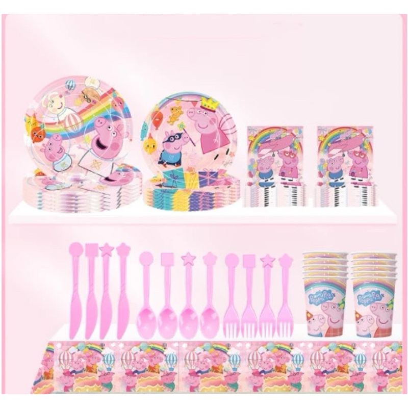 ธีมวันเกิด อุปกรณ์วันเกิดธีม Peppa Pig Baby  ช้อน จาน แก้วปาร์ตี้วันเกิดพร้อมส่งในไทย