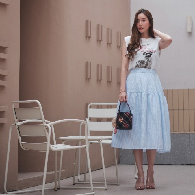 [โค้ดช้อปปี้ 30% ลดเหลือ 315 บาท] MERR THAILAND - กระโปรงเอวสูง ทรงบาน ผ้าคอตตอน - สำหรับผู้หญิง