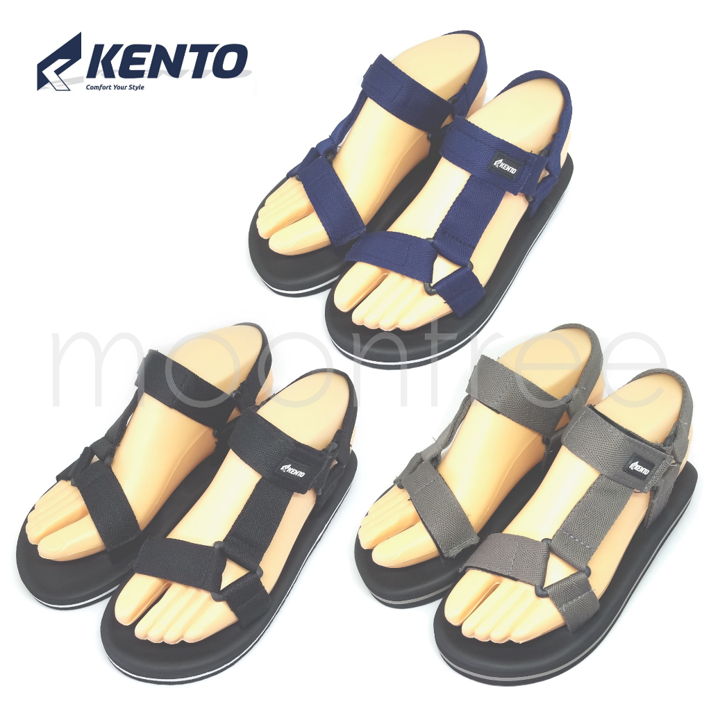 🔥KENTO รองเท้าแตะรัดส้น ชาย-หญิง พื้นนิ่มมากกก สวมใส่นุ่มเท้ามั่กมากกก ไซส์ 5-16 ดำ เทา กรม Moontree