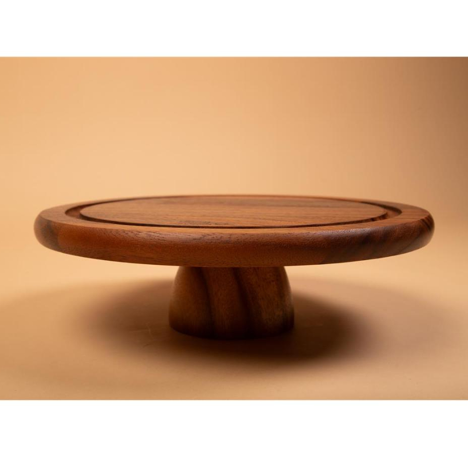 BILLI DESIGN [CAKE STAND] เเท่นกลมไม้จามจุรีเสิร์ฟเค้ก รุ่นขาทรงมน