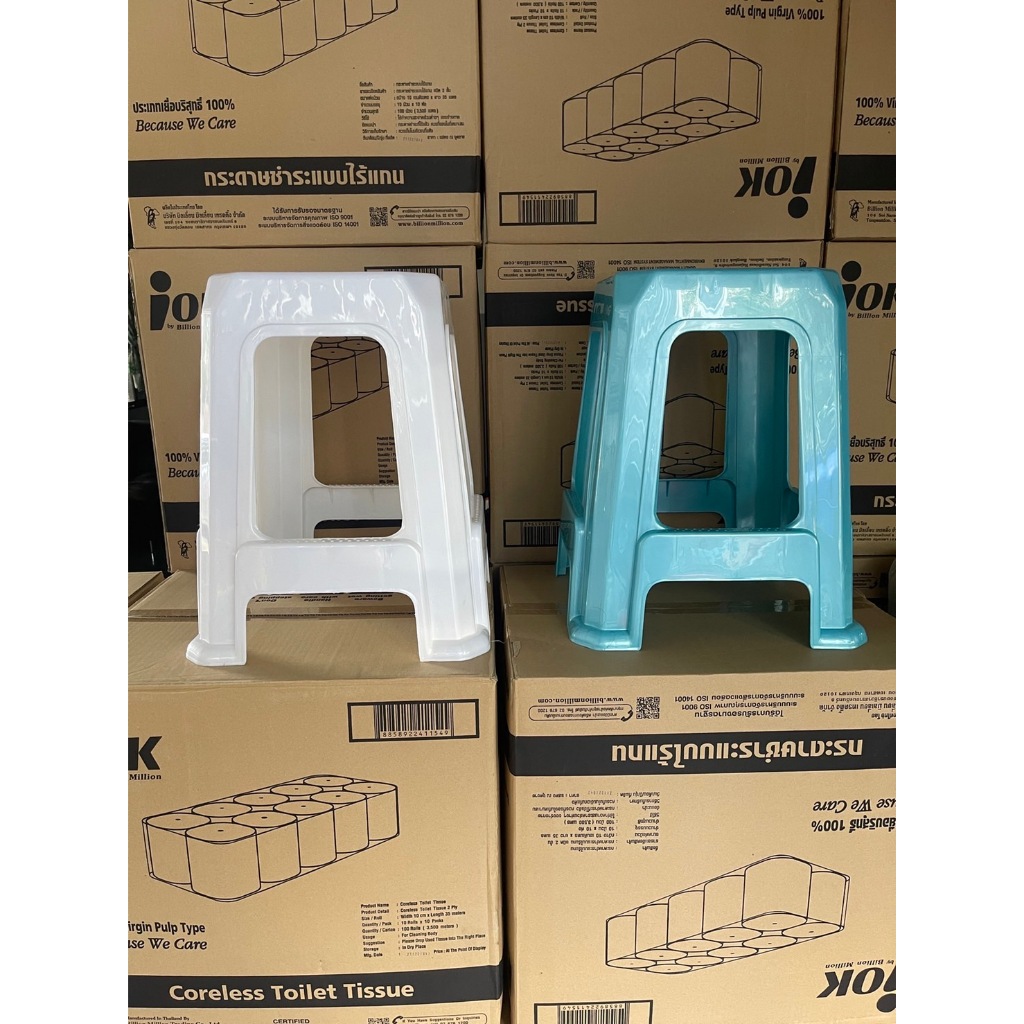 เก้าอี้พลาสติก สีขาว ทรงสูง สีสดใส เก้าอี้ทานข้าว ทรงสูง 46 ซม พร้อมส่ง