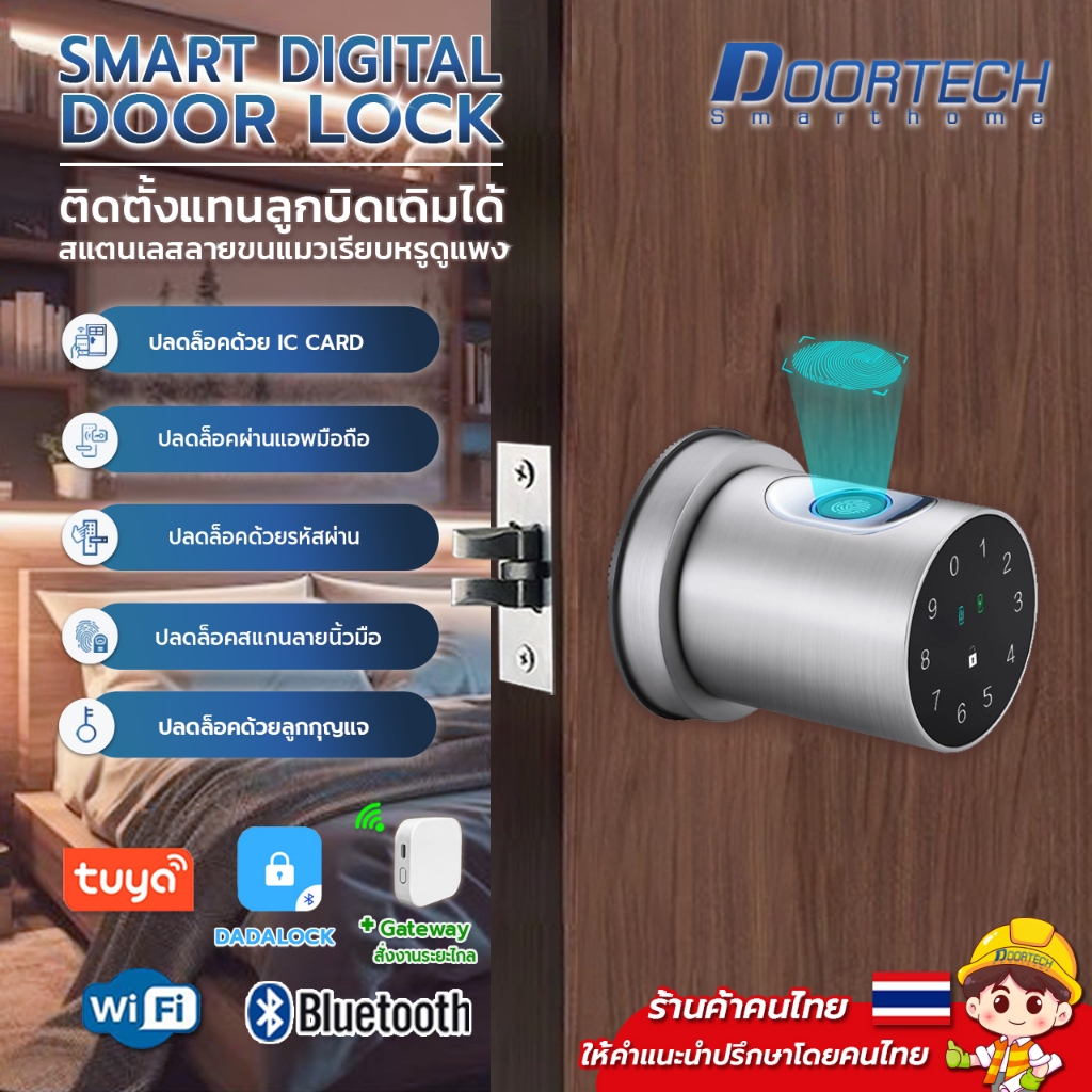 **ออกใบกำกับภาษีได้** Digital Door Lock รุ่น R6 (ใช้กับบานสวิงเท่านั้น) กลอนประตูดิจิตอล ใส่แทนลูกบิดเดิมได้เลย