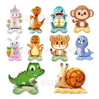 [ร้านไทย] - 🎈 ลูกโป่งฟอยล์รูปสัตว์ การ์ตูน ไดโนเสาร์ โปเกมอน มีฐานตั้งได้ [36 ตัวเลือก] 🎈