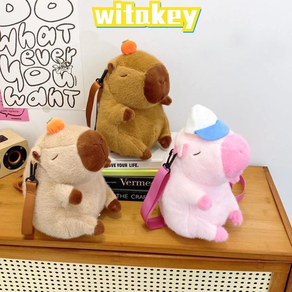 (พร้อมส่ง)Su194-COD-กระเป๋าเป้สะพายหลังสายรัดจมูก Capybara, กระเป๋าเป้สะพายหลังตุ๊กตาหมี Lang Mouse, ของขวัญตุ๊กตาหมีสํ