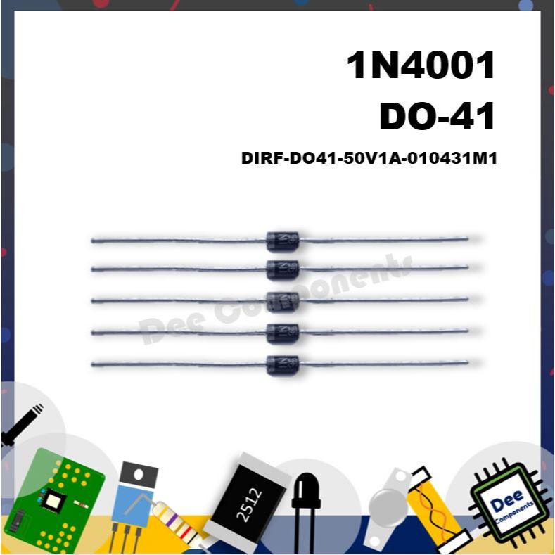 Diotec Semiconductor 1N4001 Rectifiers Diode DO-41 50V 1A DIRF-DO41-50V1A-010431M1 (8 ชิ้น)