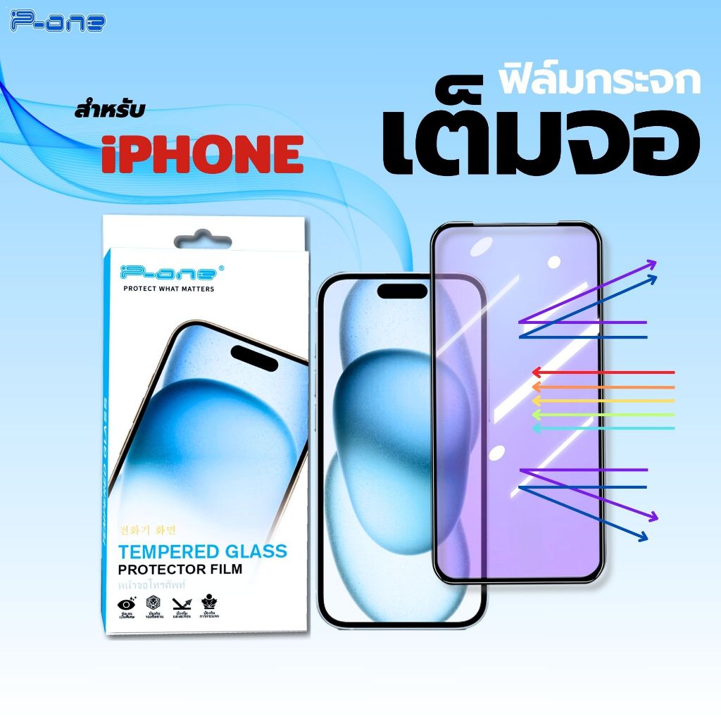 [🇯🇵P-One]ฟิล์ม iPhone ไอโฟน 13 16 pro max 11 16 16 pro 15 pro max 15 กันแสงสีฟ้าป้องกันตา เต็มจอ