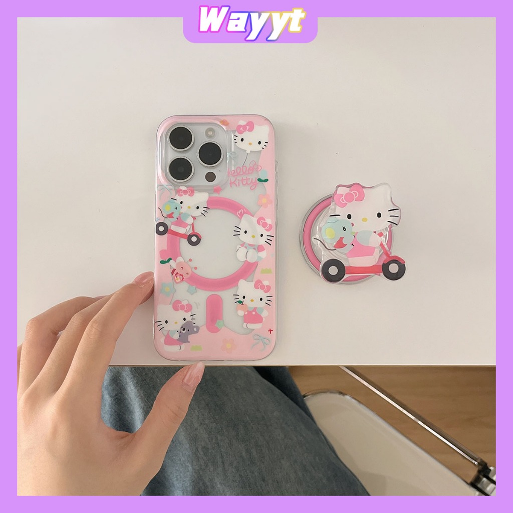 แม่เหล็ก for iPhone 15 Pro Max 14/13/12 พกง่ายๆ case เคสไอโฟน15 การ์ตูน บางเบาพกพาง่าย การ์ตูน kitty พร้อมขาตั้ง cas