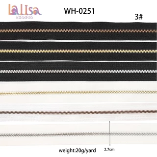 ซิปฟันโลหะไม่ขึ้นสนิม เส้นละ1 หลา(90 เซ็น)ไม่ตัดแบ่งแจ้งในแชท (Alloy)zipper(E-1-B,C,D,WH-0251)