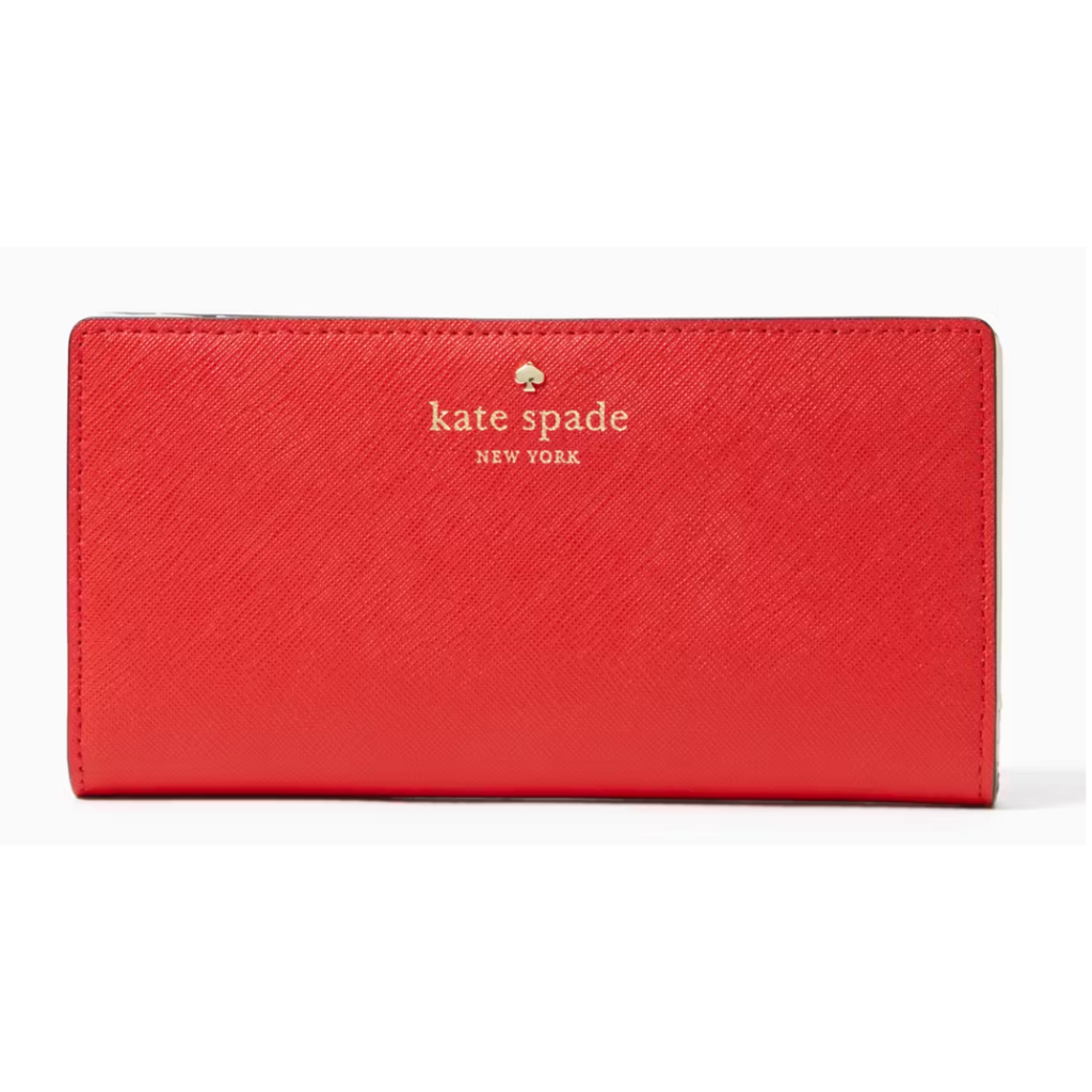 Kate Spade กระเป๋าสตางค์ ของแท้จากอเมริกา Mikas Pond Stacy Wallet- Hot Rose WLRU1691 สีแดงอมชมพู