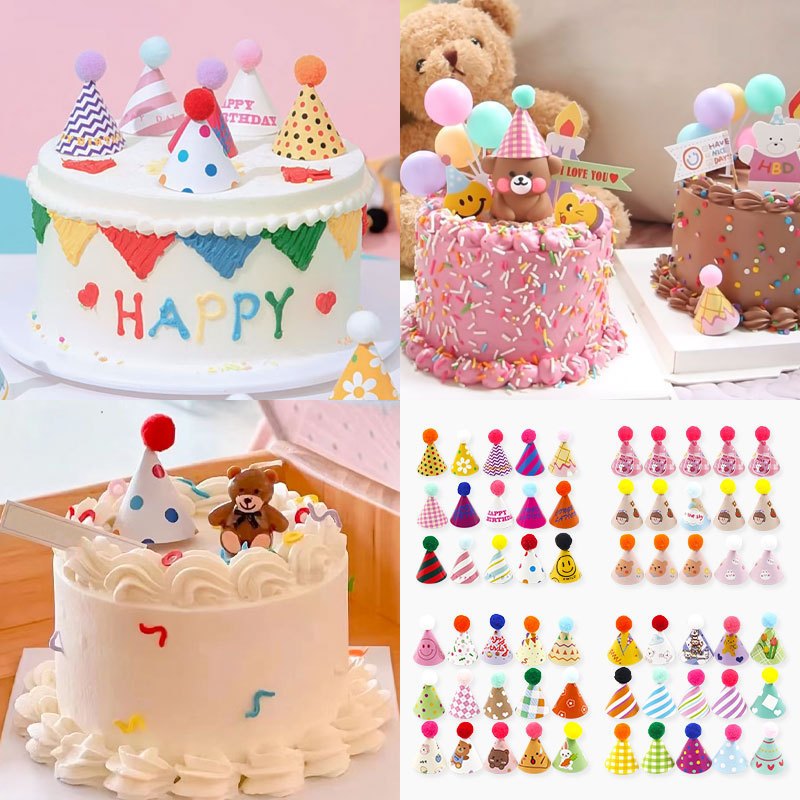 หมวกจิ๋วแต่งเค้กวันเกิด หมวกแต่งเค้กแฟนซี ชุด15ชิ้น (กล่องขาว)