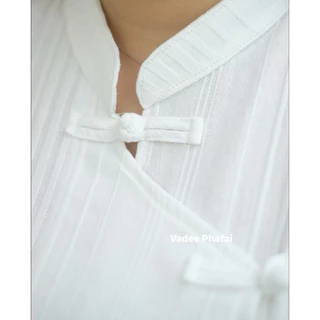 เสื้อผ้าฝ้ายคอจีน(แขนสามส่วน) ผ้าฝ้ายด๊อปบี้ เนื้อนุ่มใส่สบาย