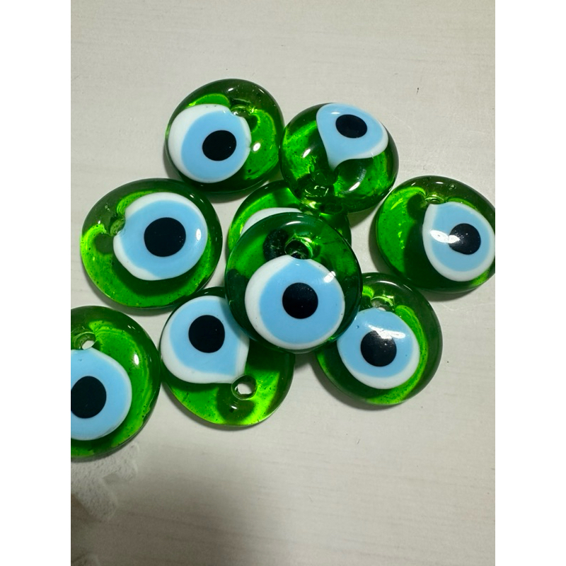 Nazar (amulet) Evil eye 3 cm🧿สีเขียว ดวงตาปีศาจ ป้องกันสิ่งชั่วร้าย/ของแท้นำเข้าจากตุรกี ทำจากแก้ว ง