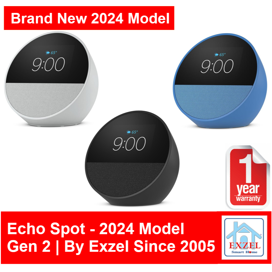 Echo Spot Gen 2 (2nd Gen) 2024 Release - Fast 1 Day Ship from BKK | Amazon Alexa Voice Assistant Smart Speaker w/ Clock