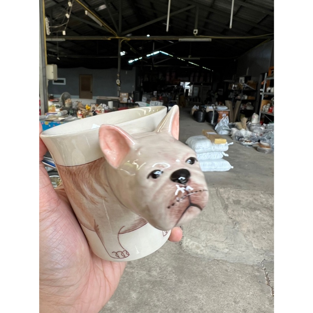 แก้วมัค สูง 9.5 11 ออนซ์ เฟรนช์ บูลด็อก (French Bulldog) เซรามิครูปสัตว์ แก้วกาแฟ ออกใบกำกับภาษีได้ - รูปที่ 4