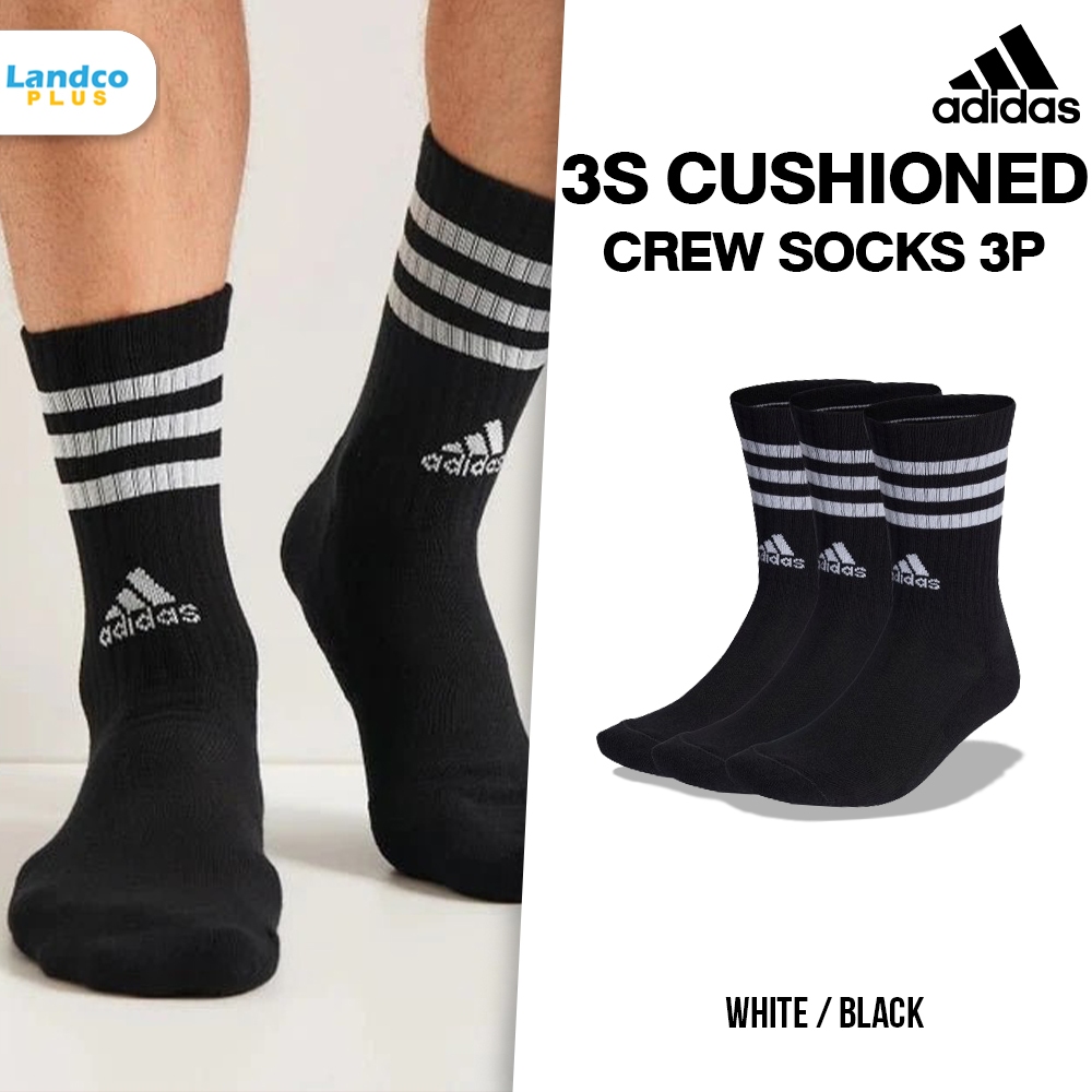 Adidas อาดิดาส ถุงเท้าข้อสูง ถุงเท้าความยาวครึ่งแข้งนุ่มสบาย 3S Cushioned Crew 3PP IC1321 (แพ็คละ 3 คู่) (480)