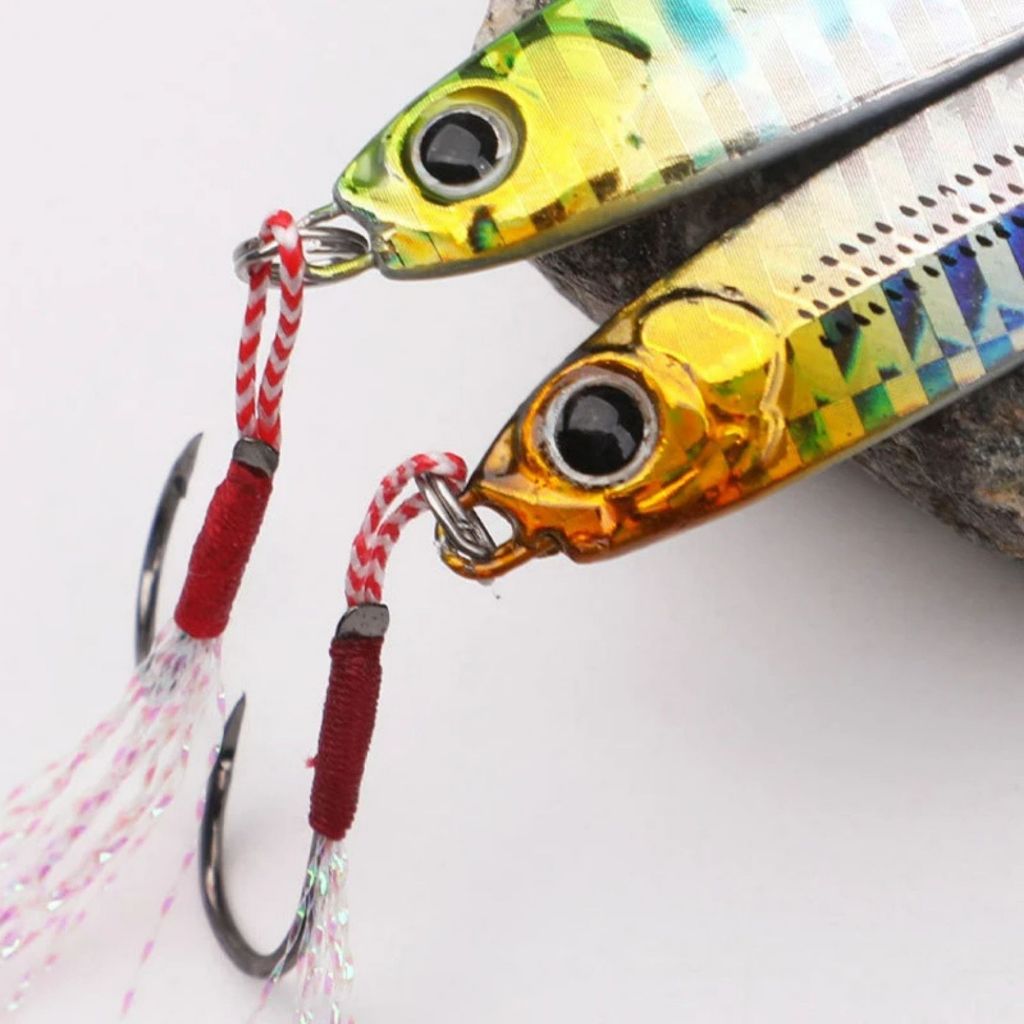 เหยื่อจิ๊ก เหยื่อตกปลา เหยื่อไมโครสะท้อนเเสง น้ำหนัก 7/15/25 กรัม วัสดุเหล็ก ตะขอคาร์บอน เเข็งเเรง คละสี พร้อมส่ง - รูปที่ 4