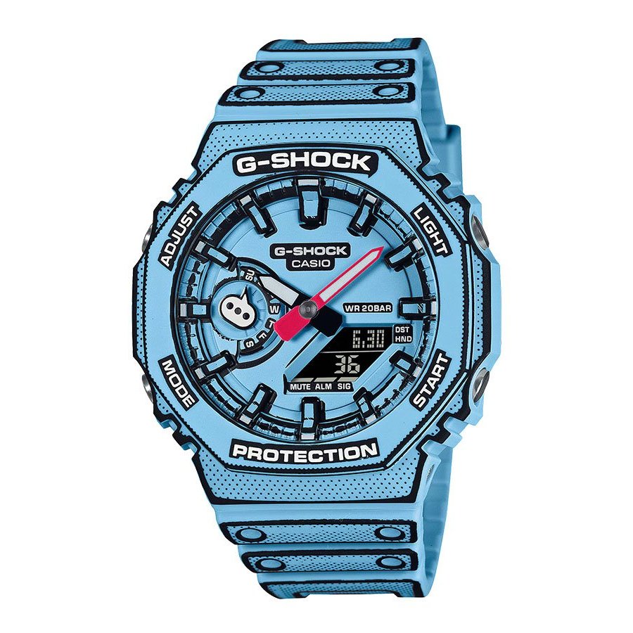 Casio G-Shock นาฬิกาข้อมือผู้ชาย สายเรซิน รุ่น GA-2100MNG-2A - สีฟ้า