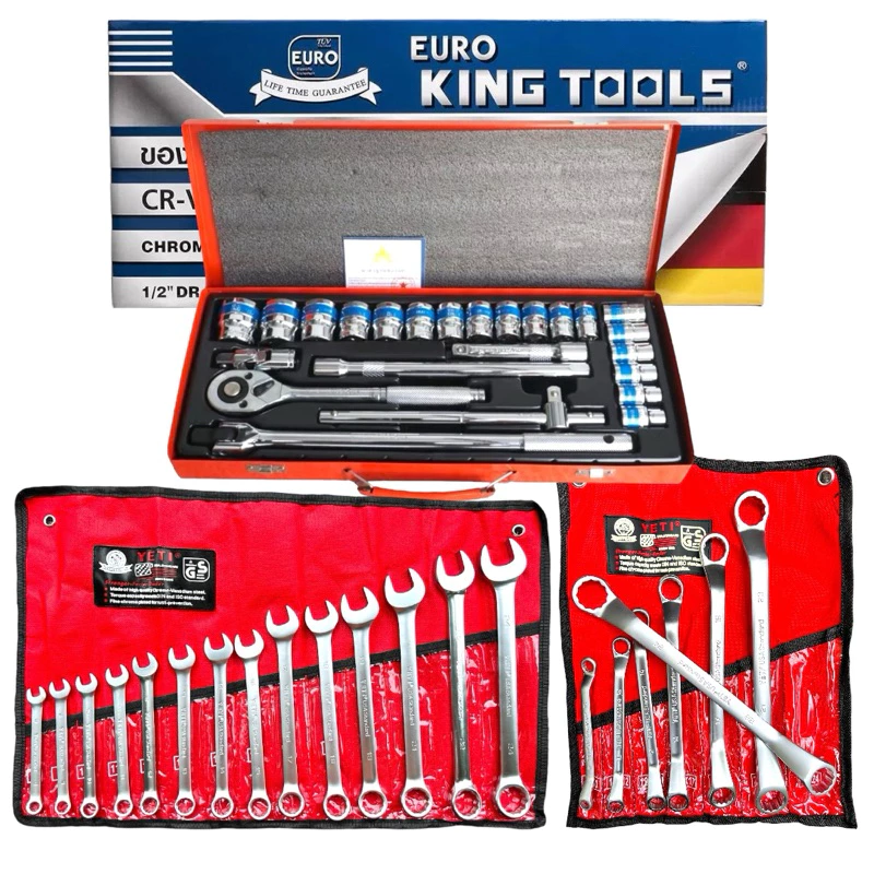 ชุดสุดคุ้ม ได้ 3 อย่าง ชุดบล็อก Euro King Tools ชุดประแจ แหวน YETI ของแท้ 100% สุดคุ้ม (สินค้าพร้อมส่ง)