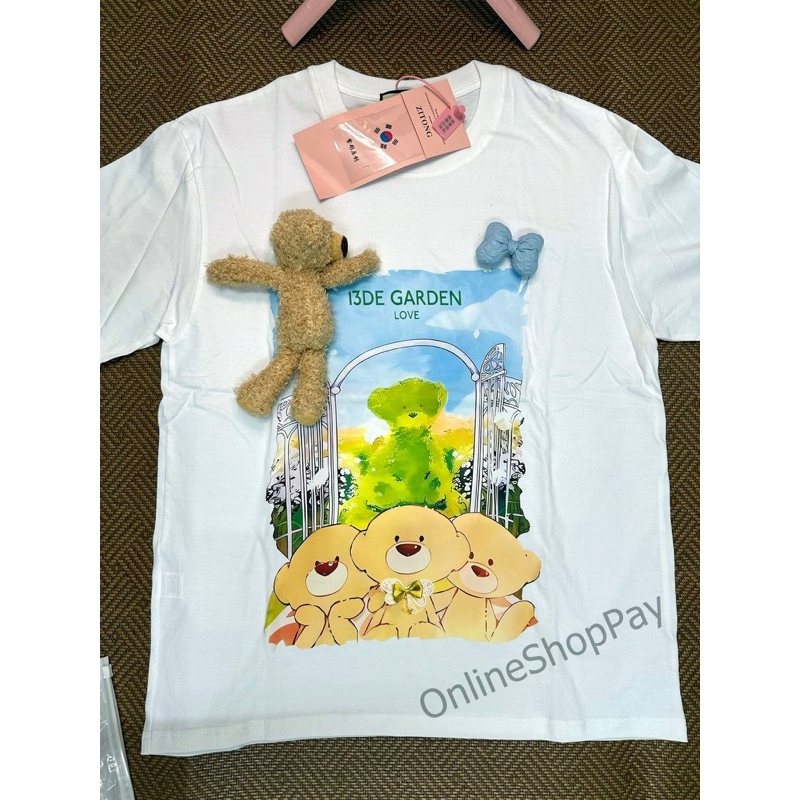 ขายเท เสื้อยืด แบบงาน3D ผ้าคอตตอล งานป้ายเกาหลี ผ้านิ่มมาก สกรีนลายชัด ทรงโอเวอร์ไซต์