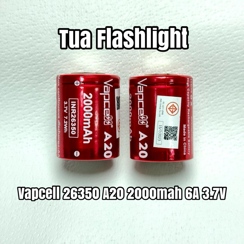 ถ่านชาร์จ 26350 Vapcell A20 2000mah 6A 3.7V