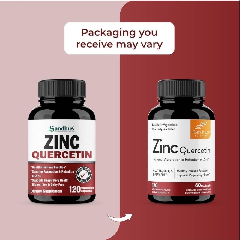 ✨️พร้อมส่ง✨️Zinc Quercetin, 120 Capsules