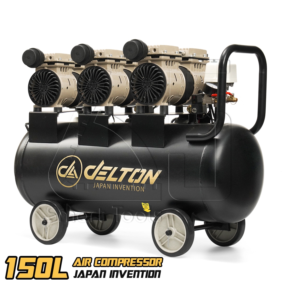 DELTON ปั๊มลม Oil Free ปั๊มลมออยล์ฟรี 150 ลิตร 2,550W รุ่น DTN-150L ปั้มลม 3 มอเตอร์ Triple Turbo ไม่ใช้น้ำมัน เติมลมได้
