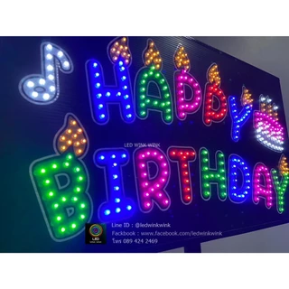 (พร้อมส่ง)ป้ายไฟ วันเกิด HAPPY BIRTHDAY ใช้ถ่าน AA ตัวอักษรโค้ง