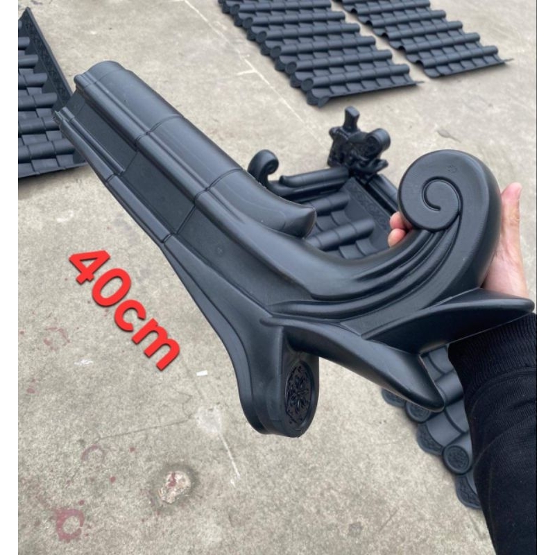 ส่วนตกแต่ง แขนโค้ง(สั่น)ติดด้านข้าง ขนาด 50cm หนา 10cm สีดำ (สำหรับคู่กับหลังคา40cm) สไตล์จีนญี่ปุ่น