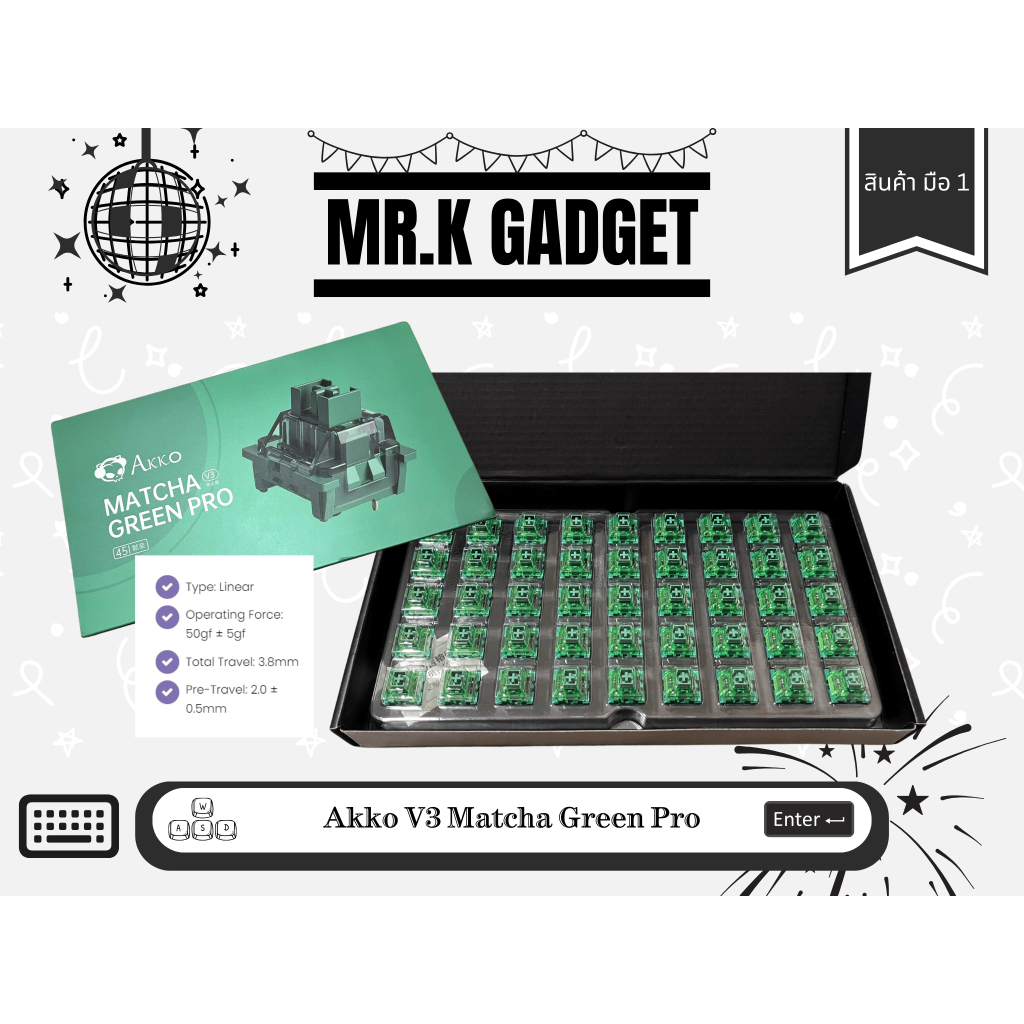 (Pre-lubed) Akko V3 Matcha Green Pro (Linear Switch) พร้อมส่งในไทย by MR.K GADGET